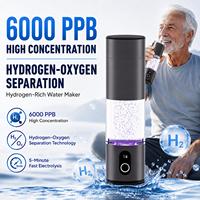 Gobelet à eau riche en hydrogène de qualité professionnelle PEM SPE 6000PPB, ioniseur d'hydrogène moléculaire portable USB pour les biohackers, la maison et la voiture