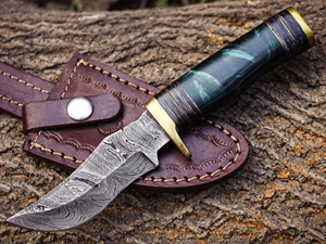 Couteau Bowie de qualité supérieure en acier Damas fait à la main, personnalisé en gros, OEM ODM, lame de qualité supérieure, manche en résine, étui en cuir - Product Image 6