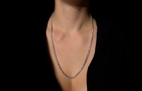 Collier tennis en diamant de culture pour femmes, coupe ronde de 3 mm, argent sterling massif 925 plaqué or, chaîne avec collier en argent glacé