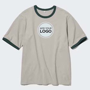 Camiseta de algodón con logotipo personalizado AIRism para hombre, camiseta de media manga con cuello de timbre y hombros caídos, camisetas holgadas sólidas básicas - Product Image 4