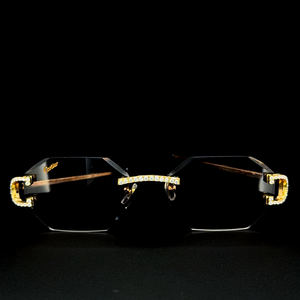 Lunettes de soleil en acier inoxydable blanc de qualité supérieure, légères, protection UV400, monture sans bord, style lunettes de protection unisexe, effet diamant - Product Image 1