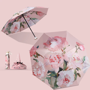 Grande stile Vintage manuale 16 ossa rosa selvatica Ming Feng 2000-3000mm impermeabile parasole tenda pieghevole in gomma nera protezione solare - Product Image 2