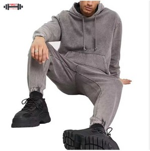 Ensembles de survêtements délavés à l'acide grande taille pour hommes pour l'hiver 100% coton Service OEM coupe-vent et à séchage rapide pour l'extérieur - Product Image 3