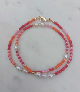 Collar de Moda con Perlas de Agua Dulce y Cuentas, Collar de Perlas y Cuentas de Colores, Pañuelo con Flecos y Cuentas - Product Image 2
