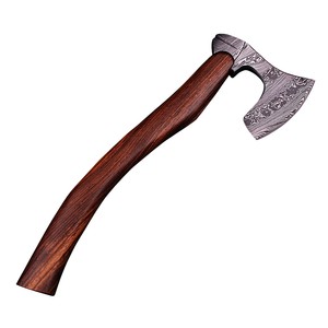 Hacha de Acero de Damasco Hecha a Mano con Mango de Madera de Palisandro, Funda de Alta Calidad, Forjada, Grado Industrial, para Camping, Hacha con Espiga, Personalizable - Product Image 1