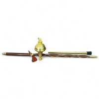 GOLDEN Gevon Drum Major Ceremonial Mace Stick Lion Crown Head Hand Engraved Wood Brass Steel Poly Musical Instrument Accessory