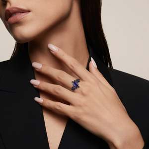 Jeulia Gothic <b>Black</b> Purple-Blue Oval Cut Zircon Cluster <b>Ring</b> - Product Image 6