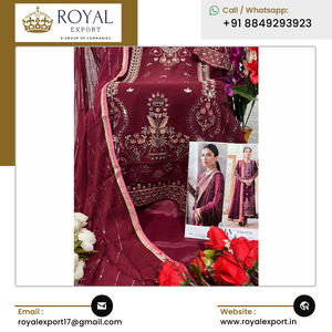 Présentation de vêtements ethniques indiens New Georgette brodé pakistanais Salwar Suit Palazzo Suit/ Kurti-Pant Suit - Product Image 5