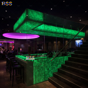 Barra de <span class=keywords><strong>Bar</strong></span> de Ónix Verde para Restaurante, Mármol Translúcido, Diseño Interior de <span class=keywords><strong>Bar</strong></span> Curvo Moderno - Product Image 4