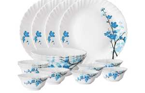 Service de table moderne en plastique bleu de 36 pièces, assiettes en mélamine incassables, réutilisables, légères, pour pique-nique - Product Image 2