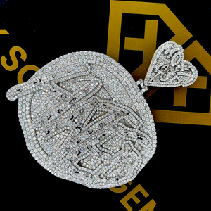 Colgante Hip Hop Letra Personalizada, Colgante Inicial, Colgante Moissanite Letra Hip Hop Hombre, Joyería Hip Hop Ice Out, Plata 925 - Product Image 1