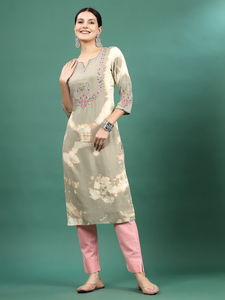 Conjuntos de Kurta y Palazzo de Diseño Exclusivo para Mujer, Ropa Étnica, Trajes de Estilo Indio y Pakistaní, Vestidos Casuales de Rayón hasta la Rodilla - Product Image 2