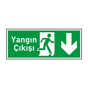 Multi-Use Photoluminescent Fire Exit Sign with Down Arrow SMD <b>Light</b> Source IP65 Steel Aluminum Acryl Materials - Product Image 1
