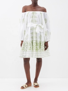 Robe de soirée en jersey de coton imprimé, ceinturée, style décontracté sexy, épaules dénudées, motif floral, coupe trapèze, été, grandes tailles - Product Image 2