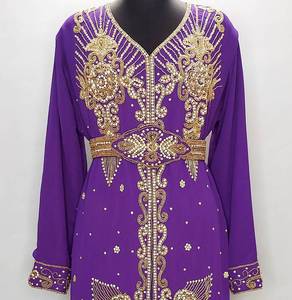 Caftan marocain violet luxueux vêtements traditionnels modestes pour les femmes fabriqués sur mesure en Inde Hijab respirant à l'épreuve du soleil ODM approvisionnement - Product Image 4