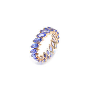 Anillo de Compromiso de Oro Rosa Sólido de 14k con Gema de Tanzanita Natural de Corte Marquesa de 6x3 mm, Diseño Moderno, para Mujer - Product Image 1