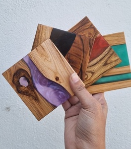 Dessous de verre en résine et en bois avec logo personnalisé, meilleure vente, bureau, café, repas, fête, mariage, extérieur - Product Image 5