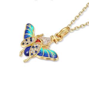 สร้อยคอเหล็กกล้าไร้สนิมเคลือบสีสันสดใสลาย Ankh รูปหัวใจแห่งความกล้าหาญ Jeulia พร้อมจี้รูปแมลงเต่าทอง - Product Image 3