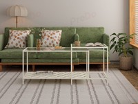 Ensemble de tables basses gigognes modernes en métal carré, hauteur réglable, cadre en fer, plateau en verre, style minimaliste européen, meubles de salon