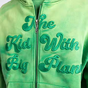 Sweat à capuche zippé personnalisé de haute qualité, coupe classique, avec logo imprimé numériquement, en molleton/éponge française, séchage rapide, respirant, effet vieilli vintage - Product Image 5