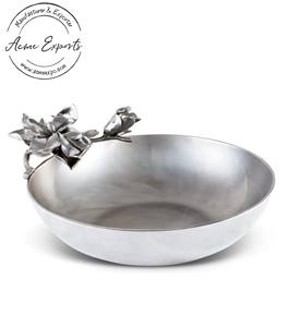 Elegante cuenco de aluminio para servir con patrón de hojas en relieve, Ideal para comedor, centro de mesa, decoración del hogar y propósito de regalo - Product Image 2