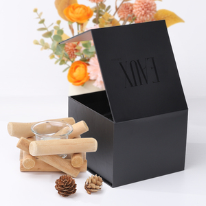 Boîte de papier rigide noire de luxe haut de gamme UV avantage feuille gaufrage stratification brillante exquise ensemble de bougies parfumées personnalisées - Product Image 6