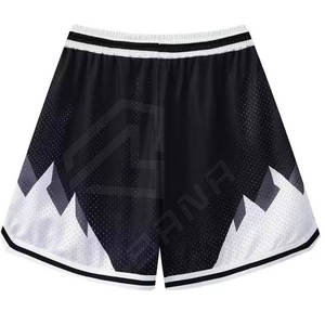 Short en maille de basket-ball brodé classique imprimé blanc brillant personnalisable pour hommes avec poches pas cher bas prix - Product Image 3