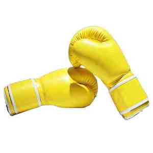 Gants de boxe MMA en cuir de vachette et polyester respirant de haute qualité, impression jaune personnalisée, best-seller, entraînement en plein air - Product Image 5