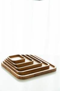 Plateau de service en bois d'acacia rustique fait à la main Style noyer élégant pour la nourriture et le thé Styles personnalisés pour les ustensiles de cuisine - Product Image 2