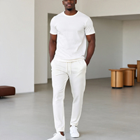 Ensemble de survêtement sportif pour hommes adultes, coupe-vent, lavé, deux pièces, t-shirt et pantalon, séchage rapide, respirant