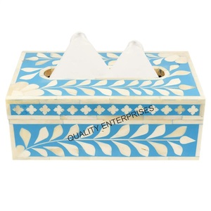 Boîte à mouchoirs classique écologique faite à la main en os incrusté durable - Product Image 5