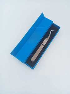 Pinces à cils professionnelles personnalisées, extension de cils, forte courbure, poignée diamantée, couleur marron lisse, pointes dorées, crochet en fibre, acier inoxydable - Product Image 6