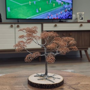 Arbre de Noël en fil de cuivre artisanal, décoration de Noël, base en métal, pierres, cristal, art déco sculpté à la main, arbre de vie, décoration de table, faible MOQ - Product Image 2