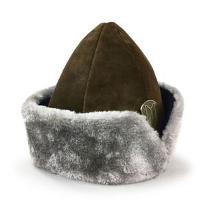 Shark Anatolia Handmade Leather Bork Nubuck Wool Dark Brown Gray Winter Outdoor Breathable Hat Age 10-13 - Product Image 3