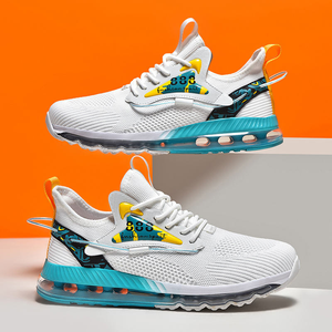 Chaussures de sport décontractées respirantes pour hommes, grandes tailles, noir/vert, avec amorti, logo personnalisé OEM - Product Image 4