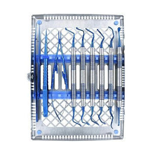 Kit de micro-chirurgie buccale de base, ensemble de chirurgie parodontale, instruments dentaires manuels en acier bleu - Product Image 3