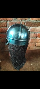 Accesorio de disfraz gótico vikingo medieval temprano, casco con Cuchillas de acero, cadena de forro de cuero portátil, OEM Industrial personalizable DIY - Product Image 2