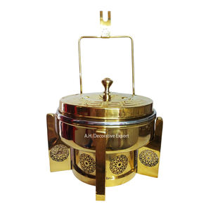 Recipiente para Calentar Comida de Acero Inoxidable con Diseño Único, Forma Redondeada, Chapado en Oro Brillante, Capacidad de 8L, Estructura Profesional - Product Image 1