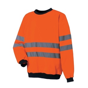 High Visibility Orange Safety Reflective Winter ODM Digital Printing Cotton/Polyester Fleece Work Sweatshirt Customizable - Product Image 1