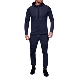 Survêtement bleu marine unisexe 2 pièces ensemble avec pantalon de survêtement à capuche pantalon cargo ensembles de jogging et survêtements confortables pour un usage quotidien - Product Image 2