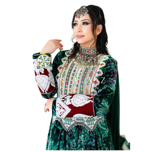 Nouvelle robe afghane traditionnelle brodée de style bohème vintage pour femmes, tenue de fête de mariage pour hommes, ensemble modeste pour couple, motif floral - Product Image 2