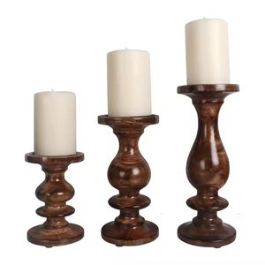 Vente de Noël chaude bougeoirs en métal lot de 3 candélabres en métal en bois bougeoir fait main pour la décoration de Table à manger d'événement - Product Image 1