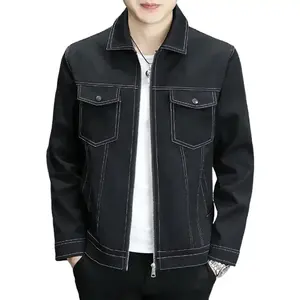 Veste en jean d'hiver pour homme, boutonnée, 100% coton, coupe classique vintage, logo personnalisable sur le devant - Product Image 1