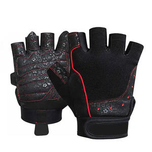 Venta al por mayor de guantes de cuero para levantamiento de pesas antideslizante agarre fuerte ligero transpirable medio dedo Cierre de Velcro Fitness personalizado - Product Image 6