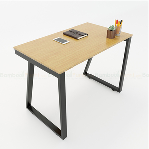 BFTB2001 Trapez Bamboo II 100x60cm Simple Minimalist Office <b>Desk</b> <b>Foldable</b> Wooden Computer <b>Desk</b> with Assembled Iron Legs - Product Image 1