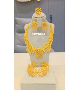 Ensemble de bijoux en diamant plaqué or royal pour femmes, y compris collier boucles d'oreilles bague pour cadeau de fête de mariage Inde - Product Image 5