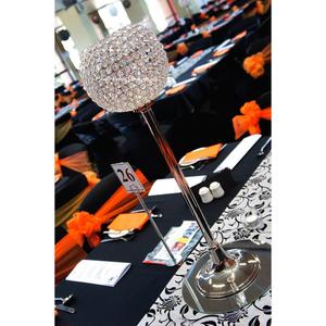 Centro de mesa con cuentas de cristal de estilo real, portavelas con acabado plateado, suministros de decoración para eventos de boda - Product Image 2