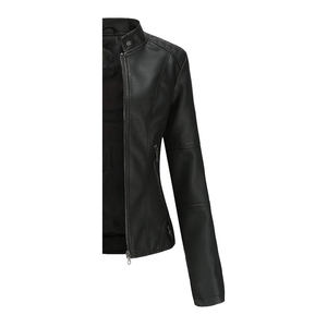 Women's Printed Genuine Leather & Woolen Motorcycle Jacket Windproof Eco-Friendly Heated Custom Made Winter Jacket - Product Image 5