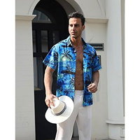 Chemise hawaïenne pour homme avec poche boutonnée tropicale manches courtes infroissable chemise Aloha plage piscine vacances chemises pour homme