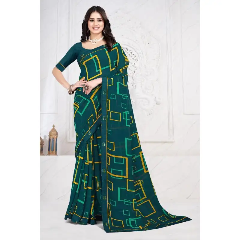 Latest Traditional Pure Kanjivaram Handloom Soft Georgette Saree with Attach Blouse from Indian Exporter